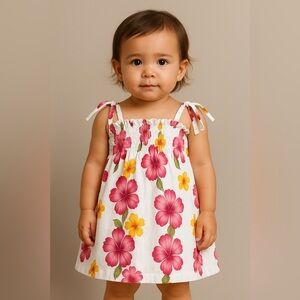 Paradise Bay Hawaiian Hibiscus Smocked Sundress – Size 2T